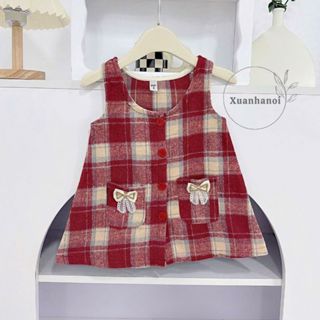 Váy bé gái sát nách kẻ caro túi nơ 10-30kg XHN1646