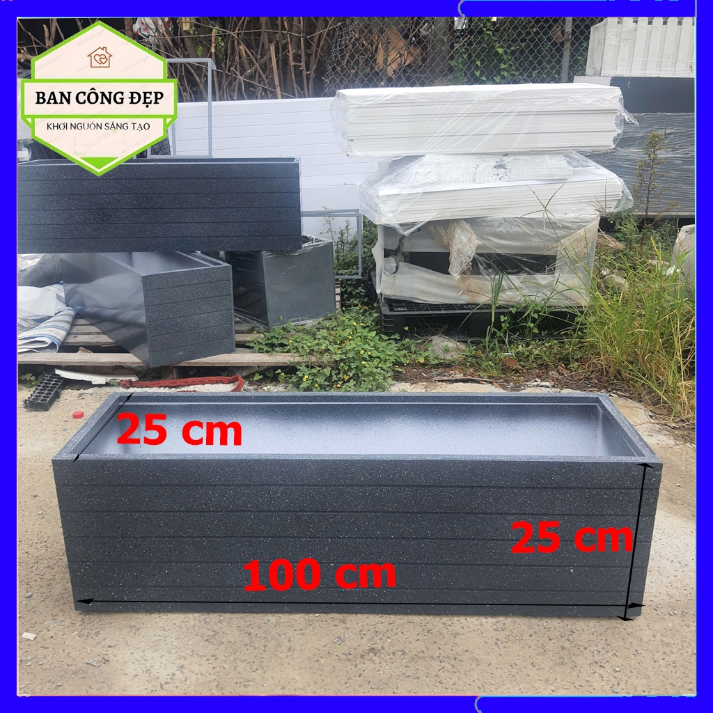 Chậu composite chữ nhật; chậu nhựa composite trồng cây ban công, nuôi cá siêu nhẹ, siêu bền chịu nướ
