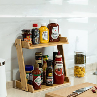 Kệ gỗ đựng gia vị trái cây mỹ phẩm, kệ đa năng 2 gỗ tre tự nhiên chống mối mọt, ẩm ướt lắp ráp dễ dàng
