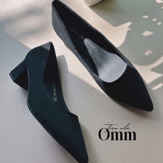 Omm - OH195 Giày gót vuông mũi nhọn chất da lộn cao 3cm và 5cm