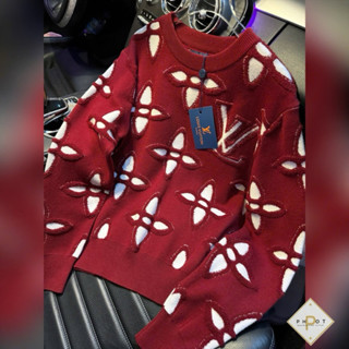 Áo len dài tay LV màu đỏ đô siêu xinh, mặc đôi thoải mái, hàng QC cao cấp PO28134