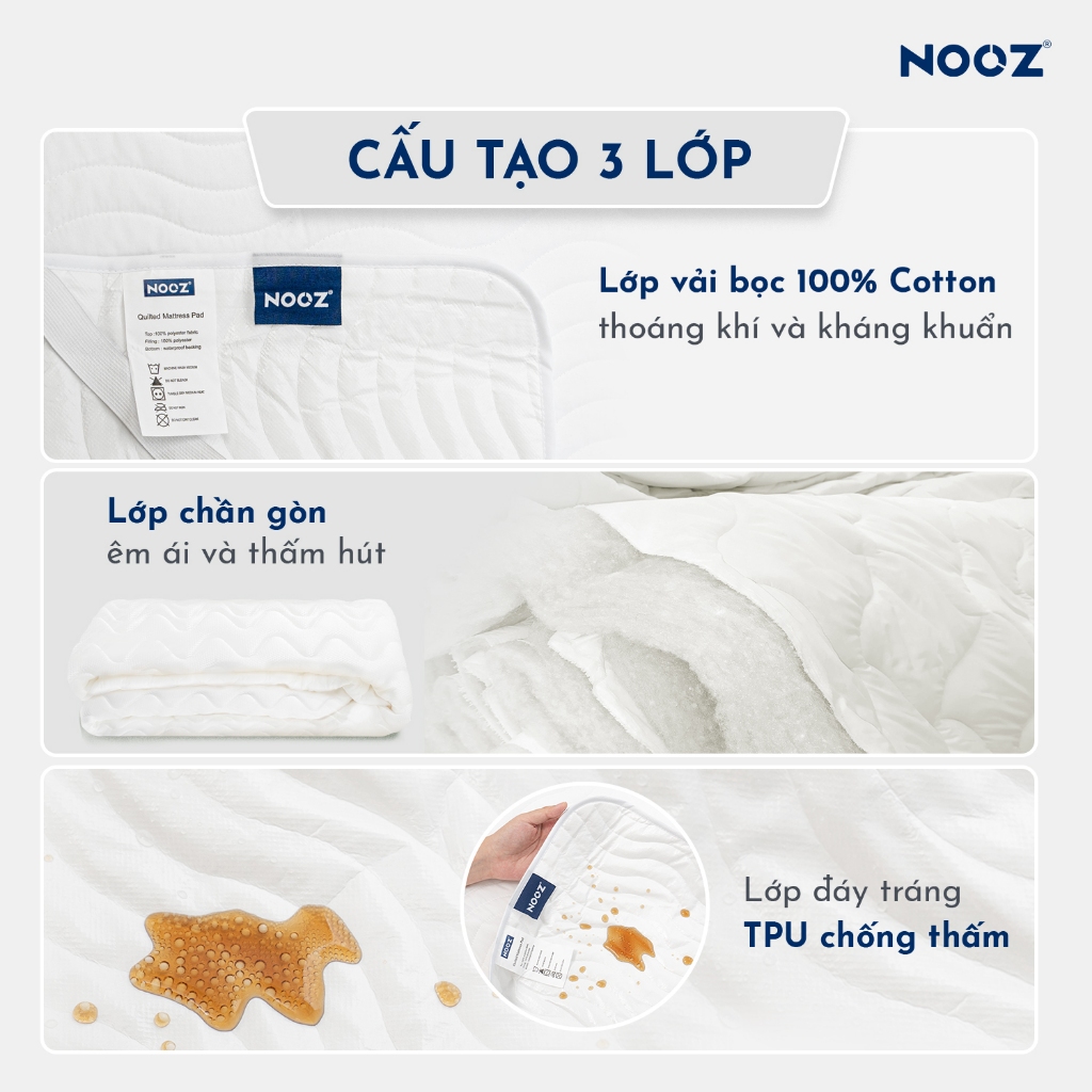 Tấm Bảo Vệ Nệm NOOZ Chống Thấm Tuyệt Đối Bề Mặt Kháng Khuẩn NOOZ Home Goods Mattress Protector | BigBuy360 - bigbuy360.vn
