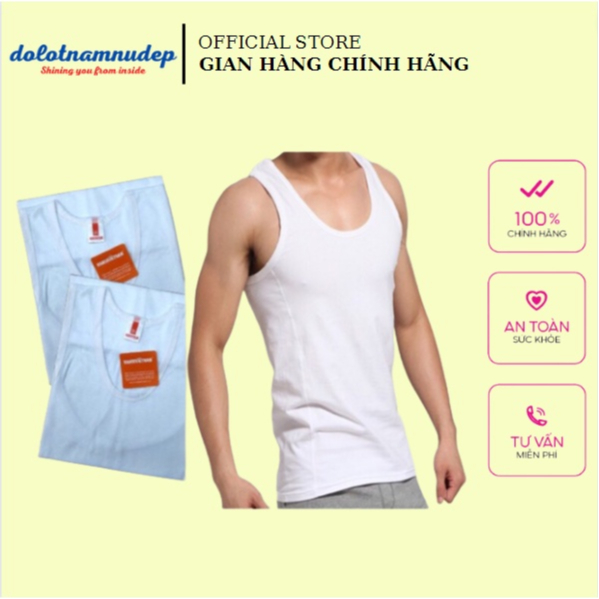 Áo 3 lỗ nam Cotton trắng trơn mặc lót trong sơ mi,hàng VNXK MO2