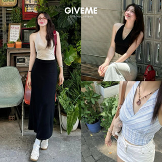 (KHÔNG KÈM MÚT) Áo Croptop Linen Cổ Yếm Cột Dây Basic OldSchool Kimee House Giveme.clothing_saigon