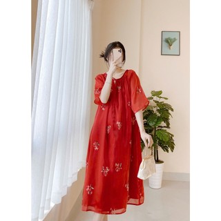 VÁY TƠ ÓNG HOA THÊU HAI LỚP FORM SUÔNG