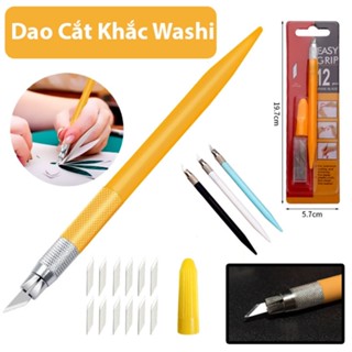 Dao Cắt Washi Tape Tỉa Sticker, Tỉa Giấy, Gọt Mô Hình Tiện Lợi Kèm 12 Lưỡi Giao Màu Ngẫu Nhiên