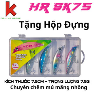 Mồi câu cá chẽm măng nhồng , Combo 5 con tặng hộp đựng mồi chuyên câu lure