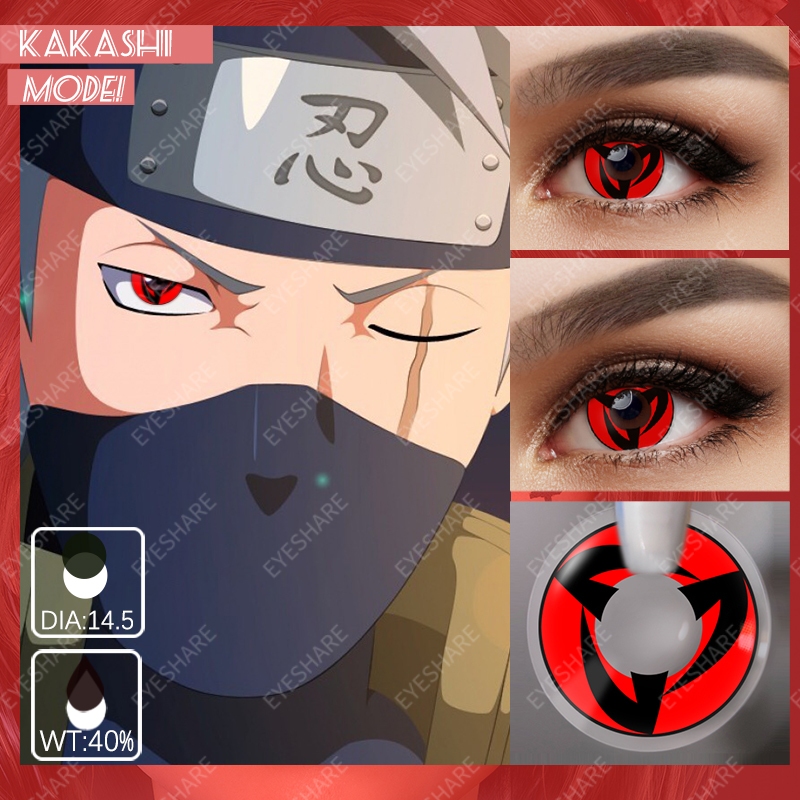 EYESHARE Một cặp đường kính 14.5mm 0 độ kính áp tròng Sharingan Naruto Sasuke Itachi cosplay