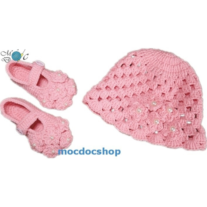 Giày nón len handmade cho bé gái 0-12 tháng