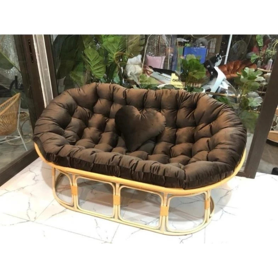 Ghế thư giãn papasan giả mây đôi lõi thép ATHOME 1m6 và 1m8
