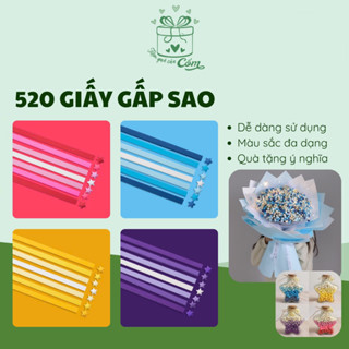  520 giấy gấp sao origami nhiều màu sắc. Giấy gấp ngôi sao. 