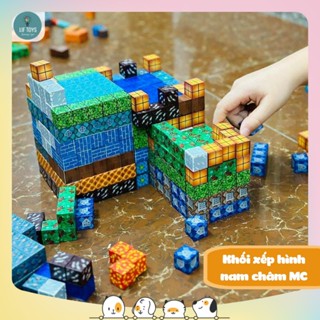 Đồ chơi khối lắp ráp xây dựng nam châm Minecraft tặng kèm mô hình nhân vật tương thích lego
