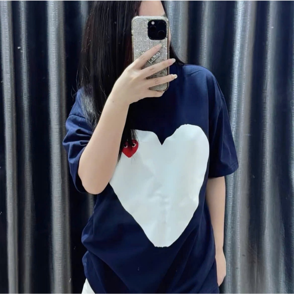 Áo Thun Nam Nữ Trái Tim CÚN SHOP_03 Siêu Cute Màu Xanh Than