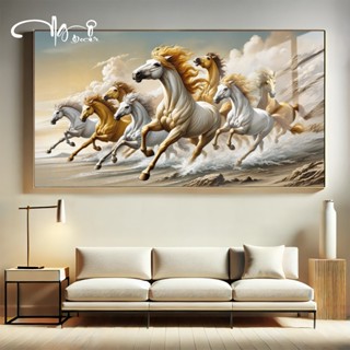 Tranh Treo Tường Phòng Khách, Tranh MÃ ĐÁO THÀNH CÔNG Phong Cách Hiện Đại, Chất Liệu GỖ TRÁNG GƯƠNG