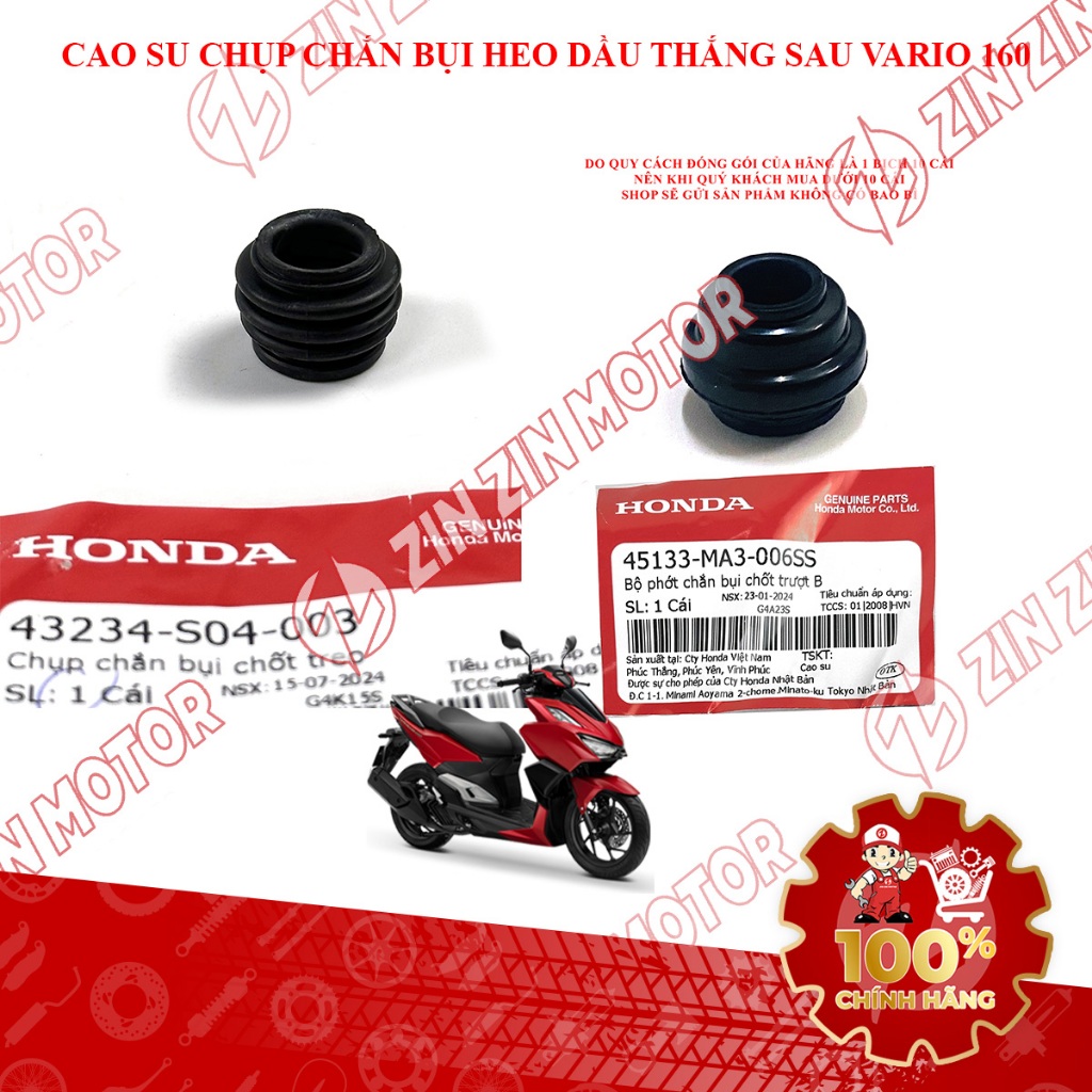 Cao Su Chụp Chắn Bụi Chốt Trượt Heo Dầu Thắng Sau Vario 160 43234-S04-003, 45133-MA3-006 Chính Hãng 