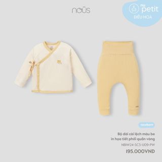 Nous Newborn bộ dài tay cài lệch màu sắc trơn cho bé trai, gái quần áo sơ sinh cho bé 0 -5kg NOUS chính hãng BST T7