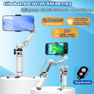 Gimbal điện thoại CHÍNH HÃNG AOCHUAN Smart X2, Gimbal chống rung nâng cấp 2025 hỗ trợ quay chụp chuyên nghiệp