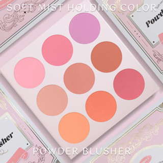 [Bảng má MONA] Bảng má hồng phấn Mona 9 ô Soft Mist Holding Color Powder Blusher tự nhiên và bền màu suốt cả ngày