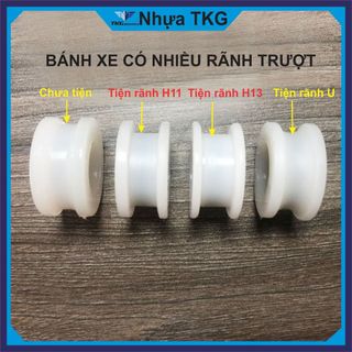 Bánh xe cửa lùa phi 42mm rãnh H, U, V chịu lực chịu tải chống mài mòn