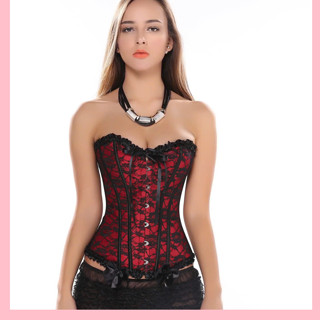 [Sẵn] Corset Cổ Điển Áo Corset Cúp Ngực Có Dây Rút Eo Định Hình Dáng Chất Vải Gấm Xương Gân
