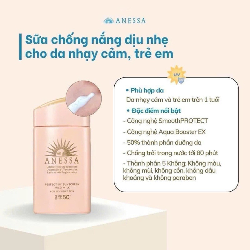 Kem chống nắng Anessa Nhật, giúp dưỡng da, kcn lâu trôi tốt nhất