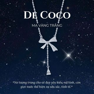 Dây chuyền nữ DECOCO Lace nơ đính đá rơi mạ vàng trắng (kèm Túi giấy + Hộp + Thiệp)