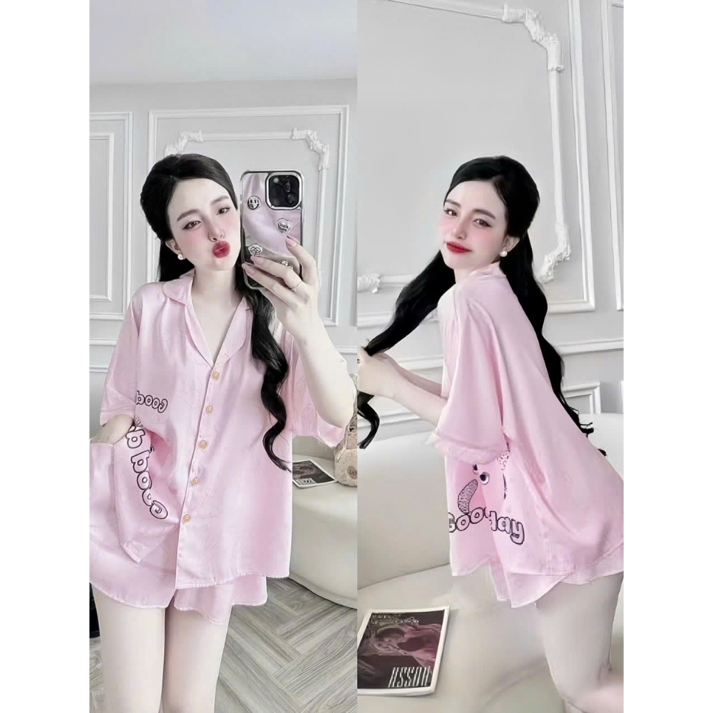 Set ngủ nữ pijama mặc nhà set bộ đồ ngủ pyjama Hisexy Lụa Latin cộc tay quần đùi P09 | BigBuy360 - bigbuy360.vn