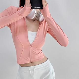 Áo Khoác Tập Gym Nữ, Áo Khoác Chống Nắng Dây Kéo Dài Yoga Ôm Sát Co Giãn Thấm Hút Mồ Hôi Evasport