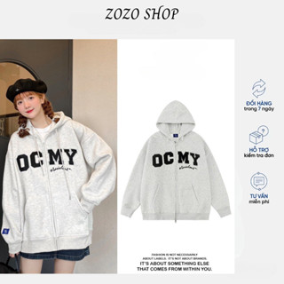 Áo Khoác Nỉ Hoodie Zip Bông In OCMY Form Rộng 100% cotton Nam Nữ Unisex