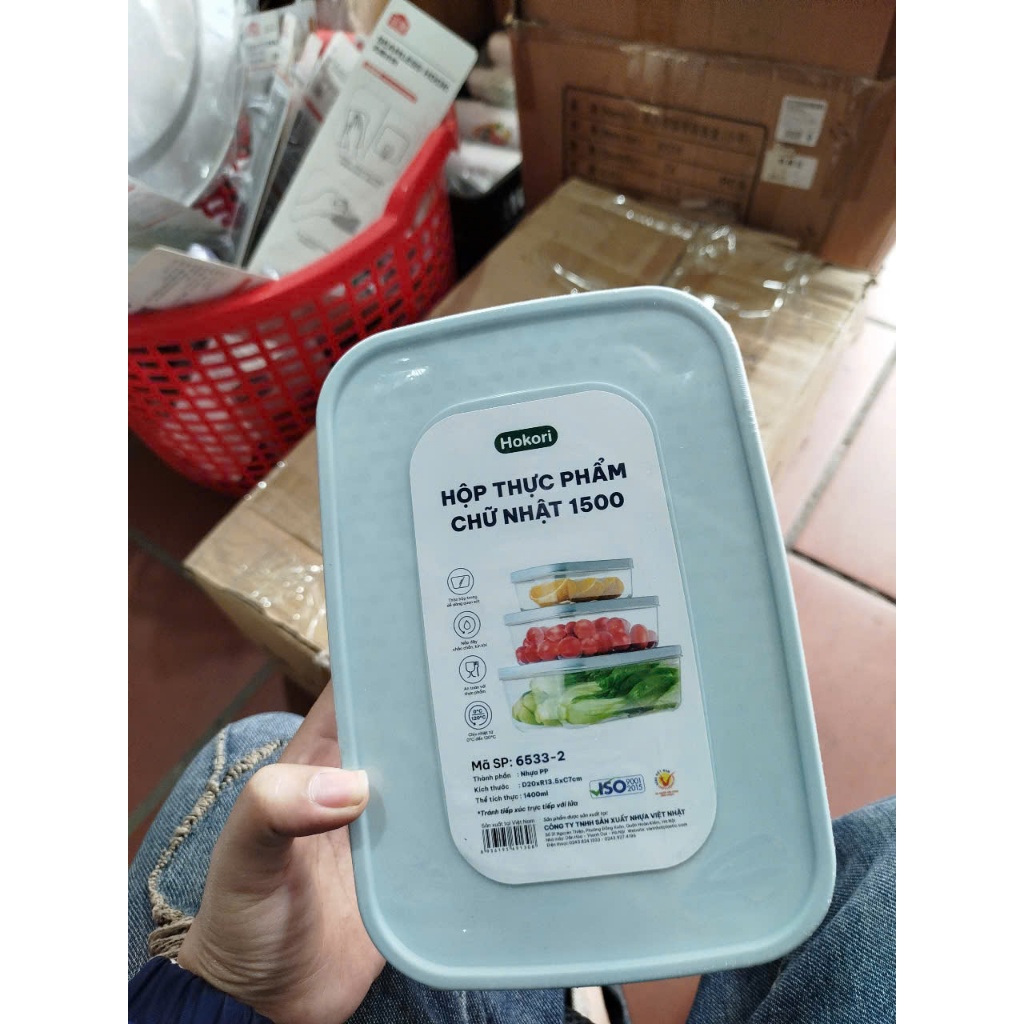 hộp thực phẩm chữ nhật 2500ml ,1500ml hokori