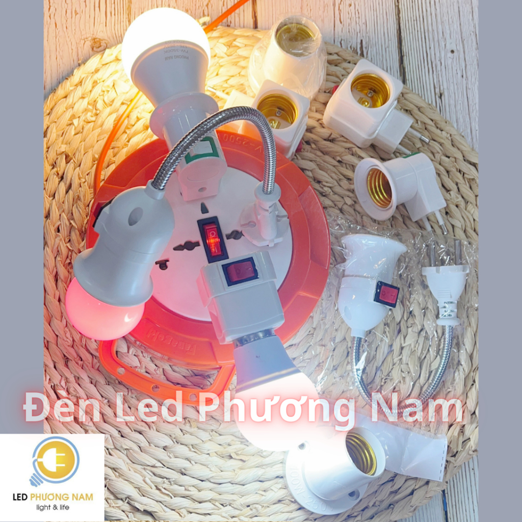 [COMBO]    Đuôi đèn E27 lò xo phích cắm + công tắc, Đuôi Công Tắc MINI