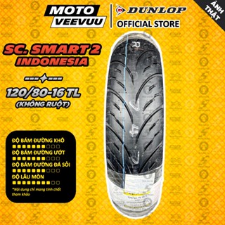   MTVV  Vỏ lốp xe máy DUNLOP 120 80-16 TL SCOOTSMART 2 SH Lốp không ruột<END> 