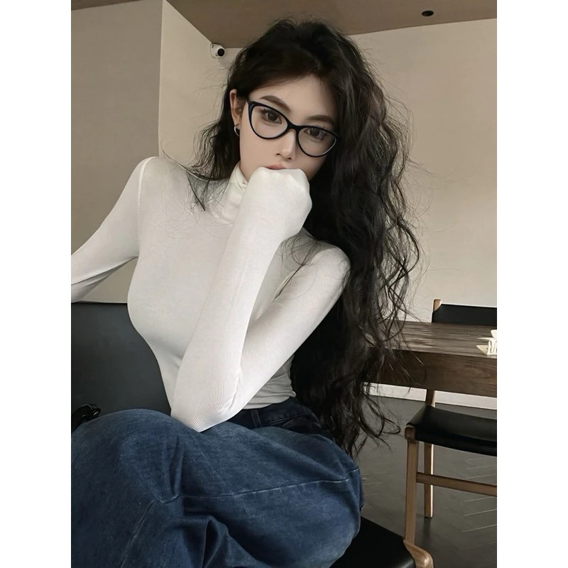 Áo cổ lọ 8p dài tay giữ nhiệt cổ lọ cao 8cm co giãn chất cotton lông thỏ mịn dày dặn Justdun C20 | BigBuy360 - bigbuy360.vn