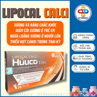 Canxi Hữu Cơ Lipocal Calci, D3K2 Giúp Xương Và Răng Chắc Khỏe Giảm Còi Xương Ngừa Loãng Xương Hộp 20 Ống - DT PHARMACY