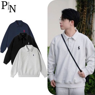 Áo Sweeter Polo Nam Nữ Form Suông Vải Nỉ Cotton 2 Da Cổ Bẻ 3 Màu Đen Xám Xanh Than PN STORE APS