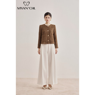  MYAN DESIGN Áo Khoác Dạ Tweed Cổ Tròn 2 Túi Ôp Thời Trang Thanh Lịch AFW241185 