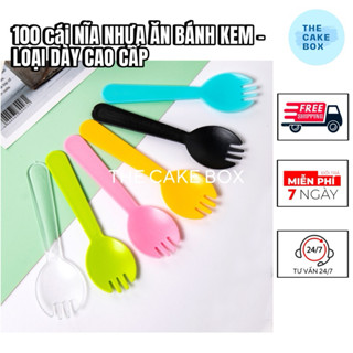100 cái Nĩa Nhựa Ăn Bánh Kem, Bánh Bông Lan Siêu Xinh