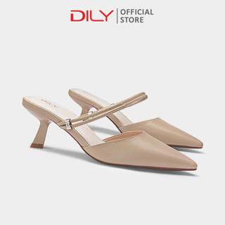 Guốc sục nữ DILY mũi nhọn quai 2 dây tiện lợi dép guốc sục gót nhọn cao 6cm DL0556 