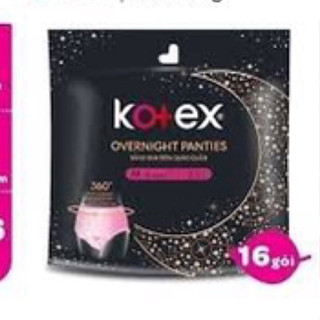  16 Gói Băng Vệ Sinh Kotex đêm dạng quần vừa vặn chống tràn 360 size M-L  2 miếng gói -HSD luôn mới 