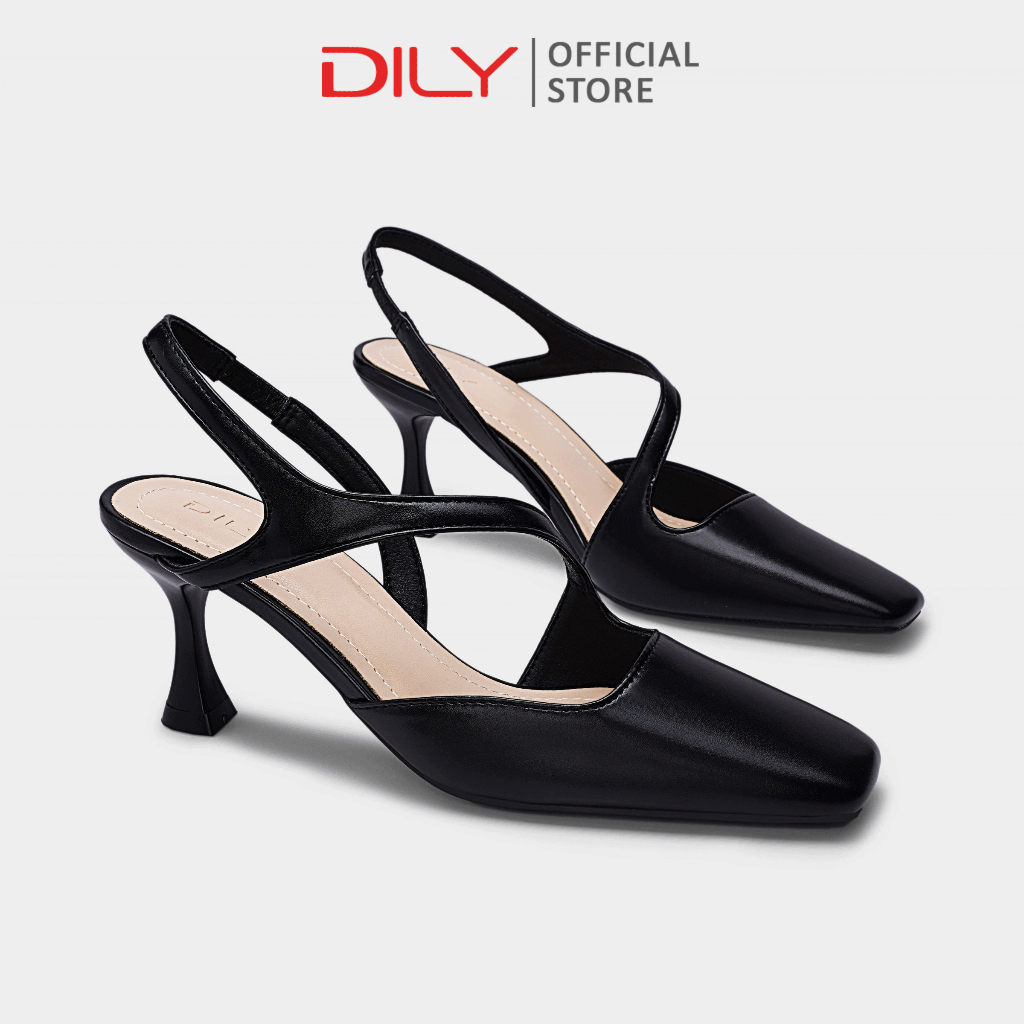 Giày cao gót nữ DILY mũi vuông trendy sang trọng, giày slingback nữ tiện lợi công sở cao 6.5cm DL055