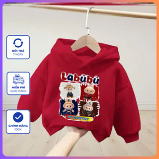  Áo ni hoodie thu đông dành cho bé trai và bé gái 14-45kg mẫu LABUBU 4 HÌNH. THiết kế mới hình in sắc nét. D64 