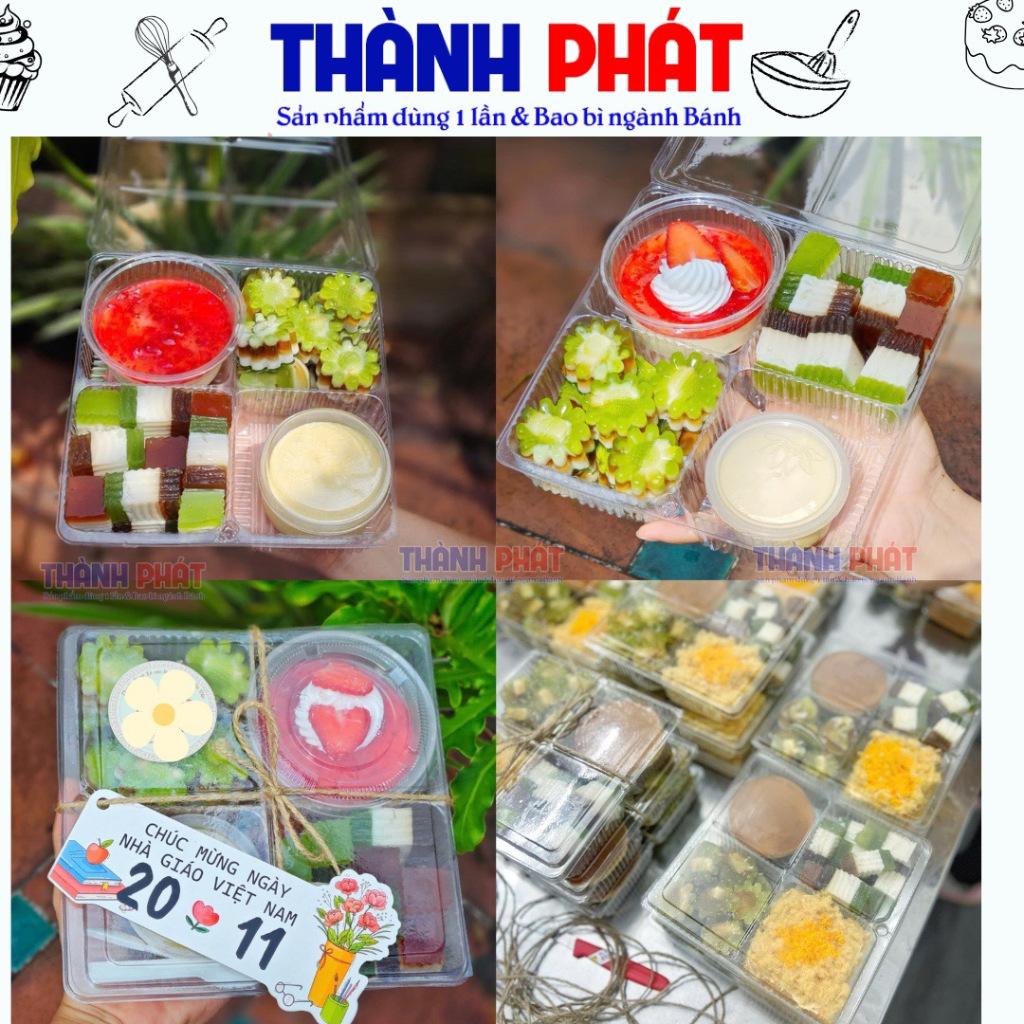 100 Hộp 4 ngăn đựng 4 bánh trung thu 100g- 150g-200g -H43