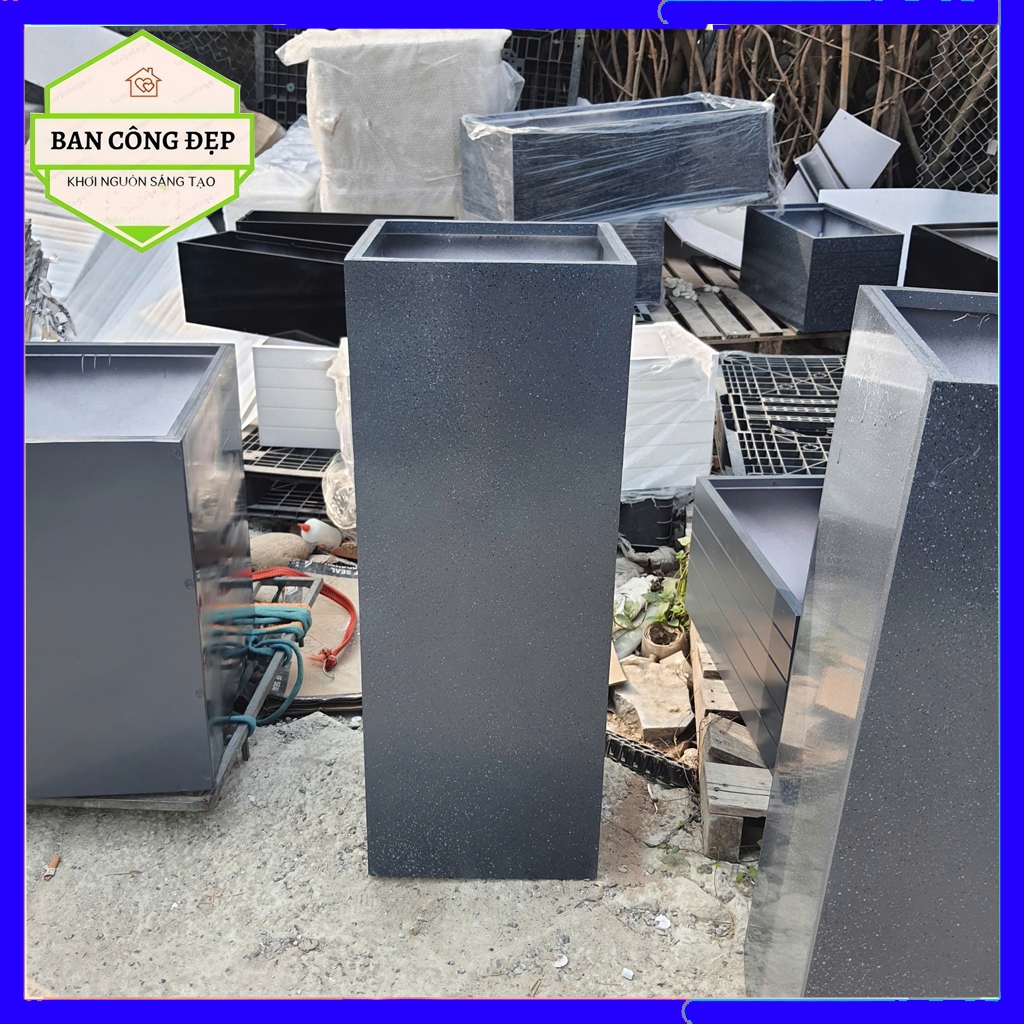 Chậu composite trụ vuông; chậu composite trồng cây trang trí ban công, sân vườn chịu nắng, mưa