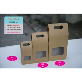 25 cái - Hộp giấy kraft đựng quà tặng thực phẩm bánh kẹo bột ngũ cốc - Túi số 34