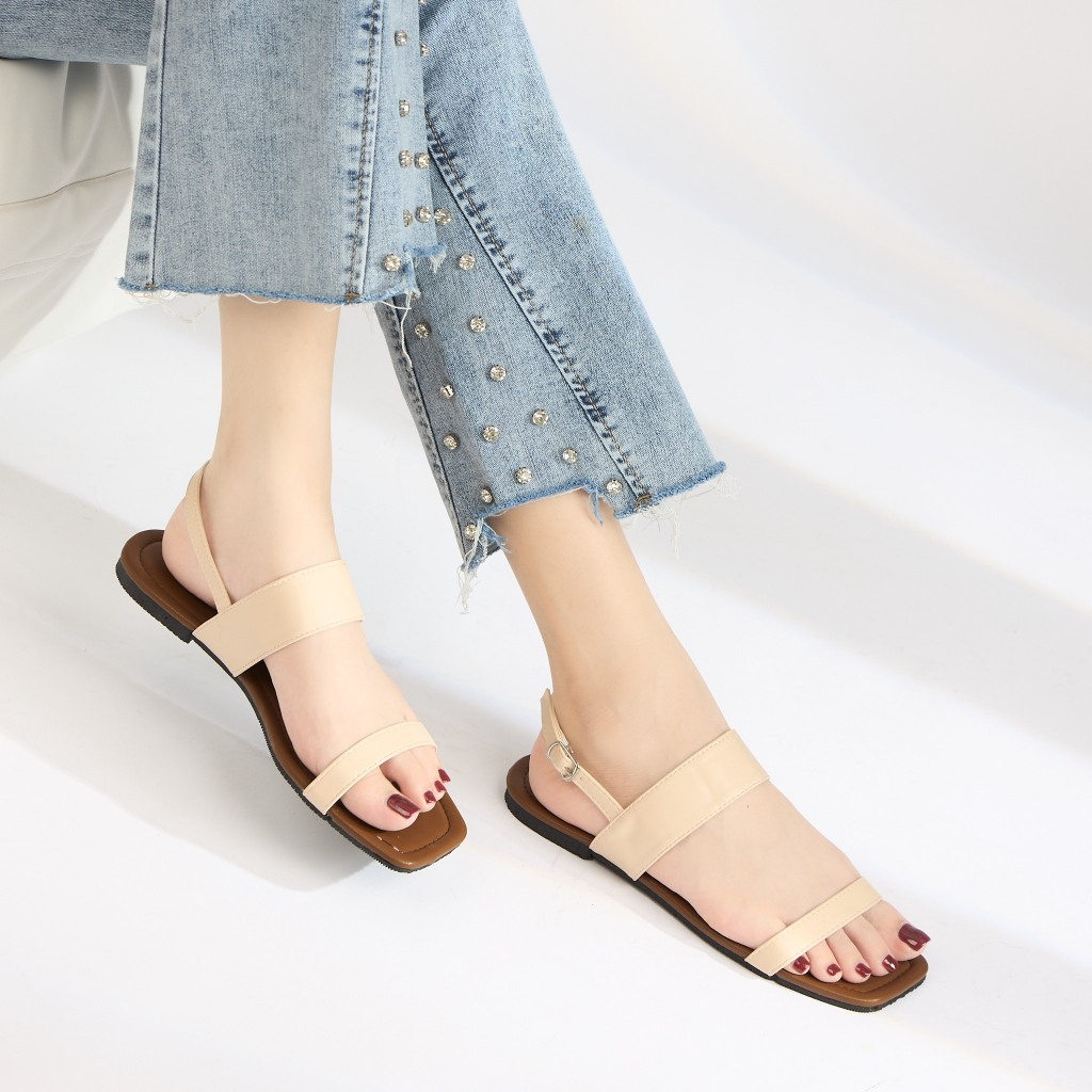 Giày Sandal Nữ MWC 2462 - Sandal Nữ Quai Ngang Basic Chất Liệu Da Thời Trang
