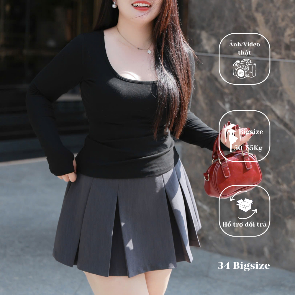 Chân váy xếp ly Eri 34CV021 34 Bigsize, chân váy ngắn bigsize phù hợp cho nữ đi chơi, đi dạo