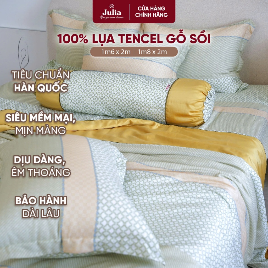 Bộ chăn ga gối giường lụa tencel siêu mềm mịn Hàn Quốc Julia 854