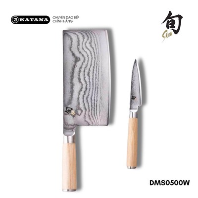Bộ 2 dao bếp Nhật cao cấp KAI Shun Classic White gồm Vegetable Cleaver và Paring - Bộ dao thái thịt, đa năng DMS0500W