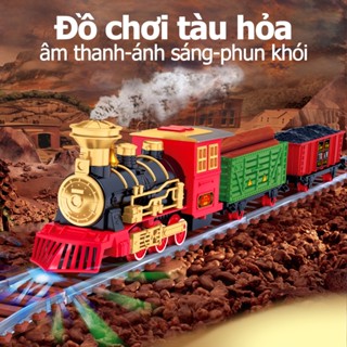 Đồ chơi tàu hỏa phun khói kèm đường ray dài 524cm cao cấp giá rẻ cho bé, ô tô đồ chơi cho trẻ em BOBIKIDS TH02