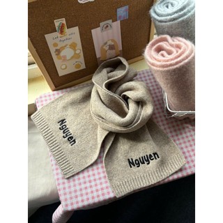 [THÊU TÊN] (SẴN-ORDER) Khăn len cashmere thêu tên theo yêu cầu phong cách Hàn Quốc